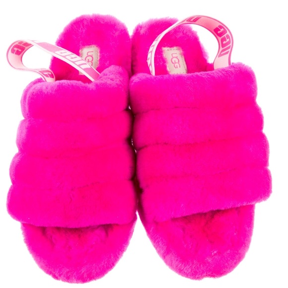 UGG Pink Shearling Slingback Slippers - Picture 1 of 17